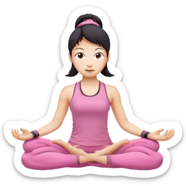 asian yoga girl light pink clothes  sticker
