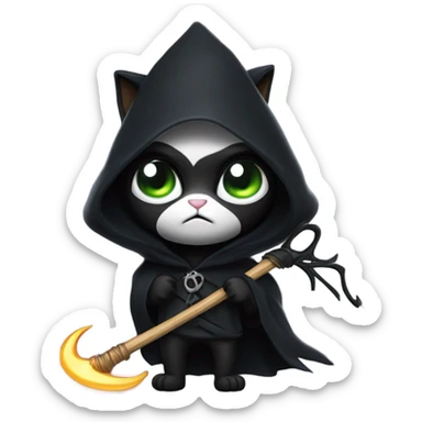 cat ghost in grim reaper outfit sticker