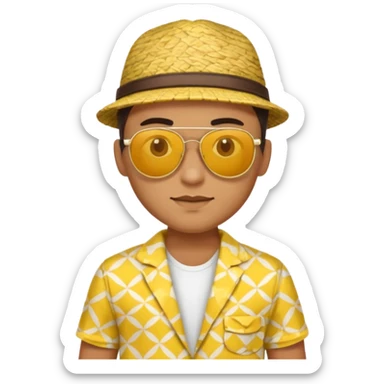 fotographer with yellow patterned summer clothes and sun glasses sticker