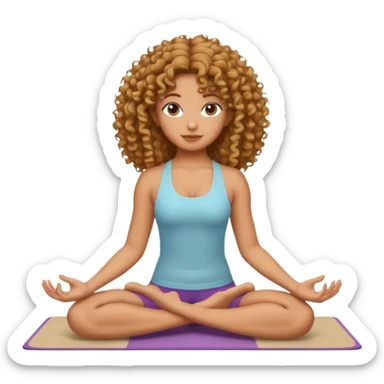 A curly girl doing yoga sticker