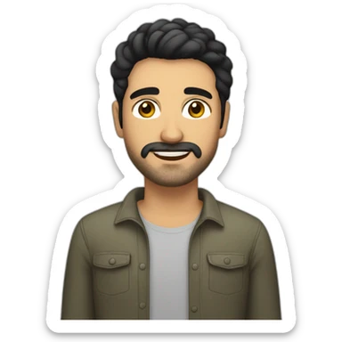 Caucasian man with black hair, olive skin and light beard sticker