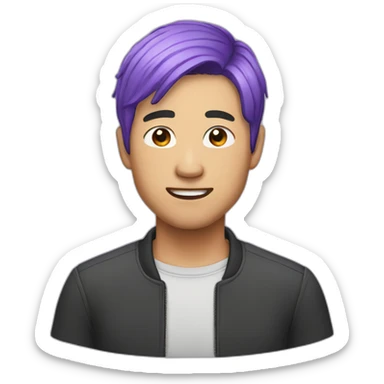 an asian man with purple hair sticker