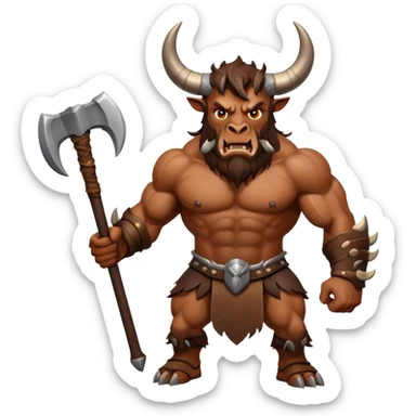 minotaur with axe and horns sticker