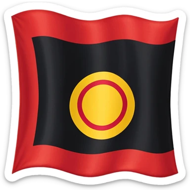 a wavy black and red rectangle flag with a yellow circle in the middle  sticker