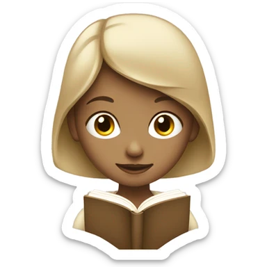 Girl reading a book. In beige tones  sticker