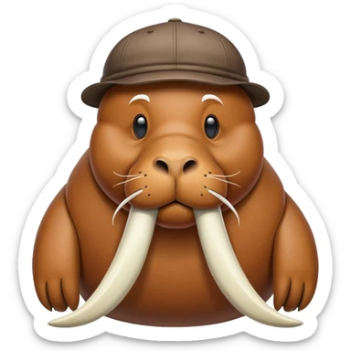 Walrus wearing a cap sticker