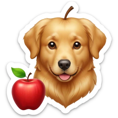 Golden retriever head inside of an apple sticker