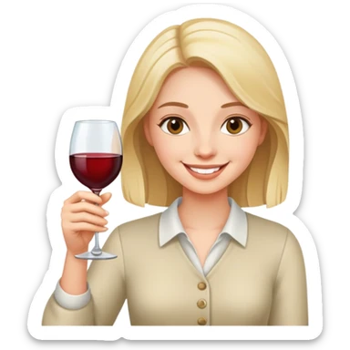smiling girl with a wine glass sticker