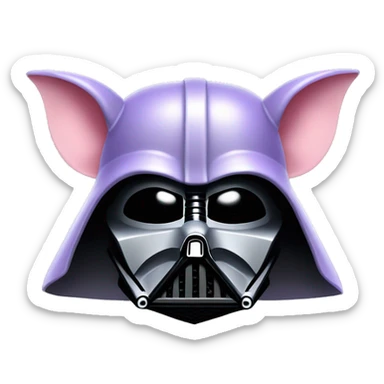 Lavender gray Pig darth Vader mask face armadillo darth Vader fanned tail feathered tail pig armadillo darth Vader face sticker
