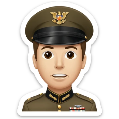 Rick Astley with straight face but with front teeth out and the picture is from the era of the 1900s or 1910s and he kinda has either Civil War or WW1 flashbacks sticker