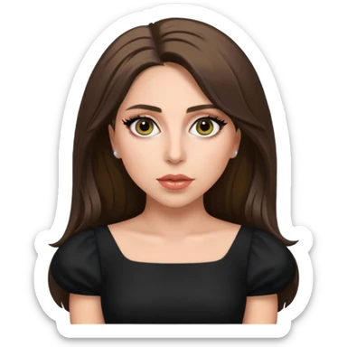 Lady Gaga with hazel eyes, long brunette hair sticker