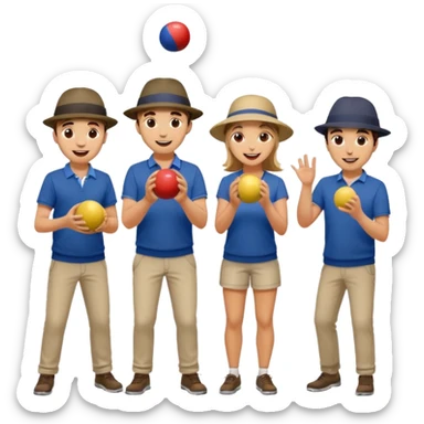 young French guys and girls playing petanque having fun sticker