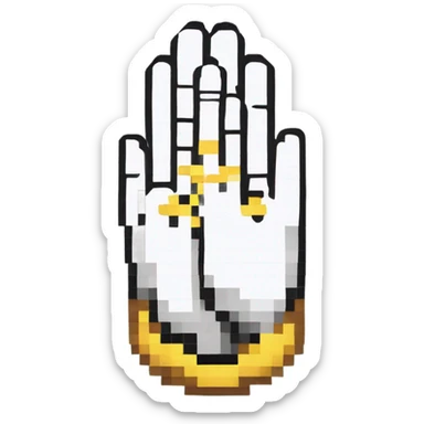 Praying hands pixel arcade style sticker