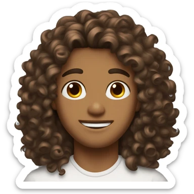 Attractive long , Curly , brown hair masc with brown eyes  sticker