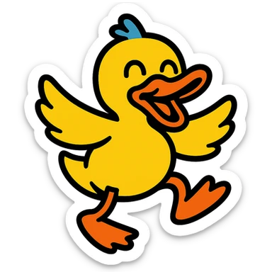 dancing cartoon duck emote for a duck race in vibrant toon style sticker