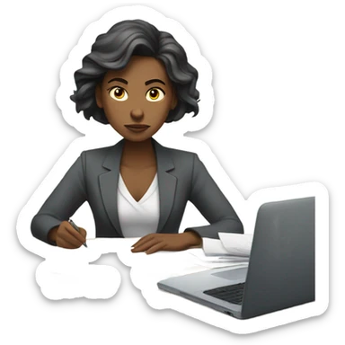 Lady working hard sticker