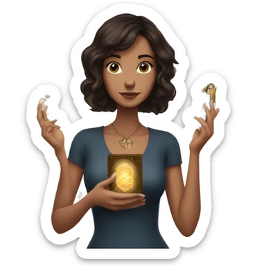 Brunette with tarot cards in her hands sticker