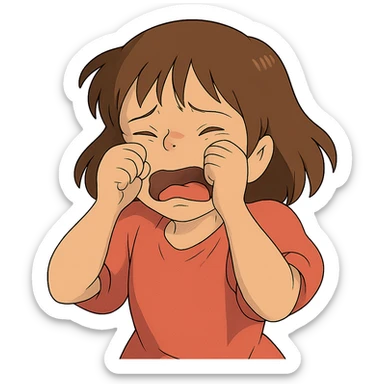 ghibli style girl crying sticker