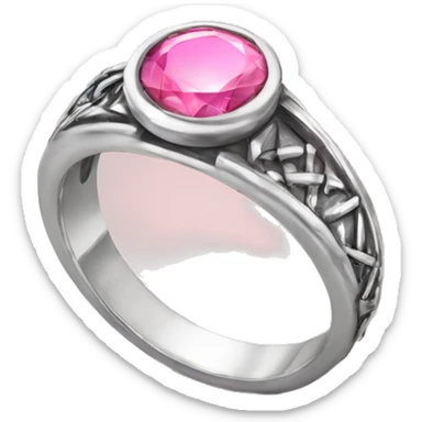 Silver ring pink gem sticker