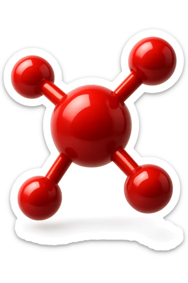 molecola chimica lunga rossa 3d sticker