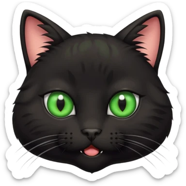 A black three-eyed cat with an eye in its forehead with a surprised expression sticker