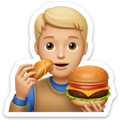 a person eating a burger sticker