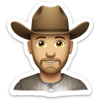 bald man with beard cowboy sticker