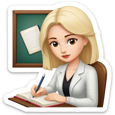 female writer writing a romance novel sticker