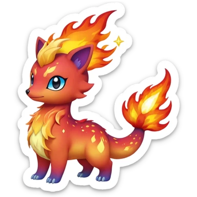Elemental Forty Fiery Sparky Fierce Colorful Gradient Sparkly Nebular Starry Flaming Viney Vinal Dusky Aurorus-Amaura-Auroras-Pokémon-Fakémon-creature sticker