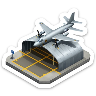 NATO military airplane  hangar isometry view sticker