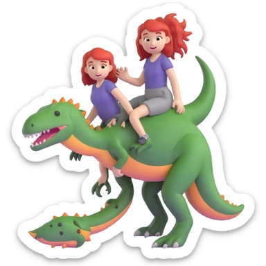Red-haired girl with a dinosaur tail and animal paws instead of hands and feet sticker