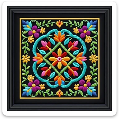 Framed embroidery sticker