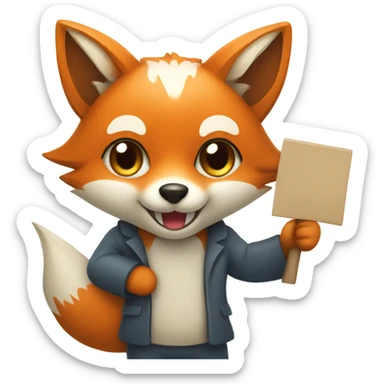 Kawaii Fox with a sign sticker