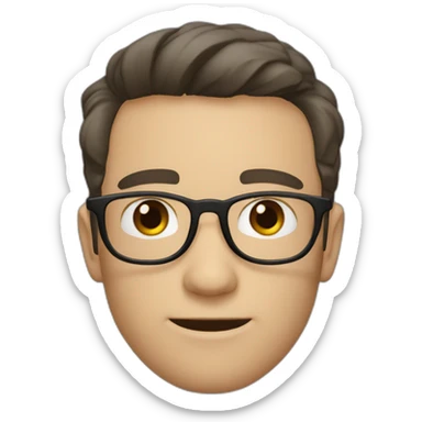 skinny white male wearing rounded eyeglasses with brown eyes and dark hair and not full Beard  sticker