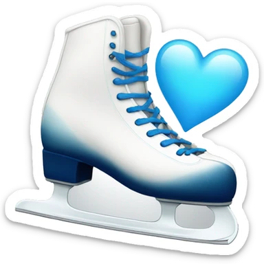 Ice skates with blue heart  sticker