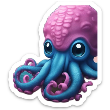 a blue kraken that rocks  to another pink kraken sticker