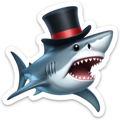 Shark with a top hat on the bottom  sticker