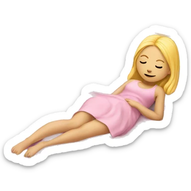 Blonde girl sleeping in pink bed sticker