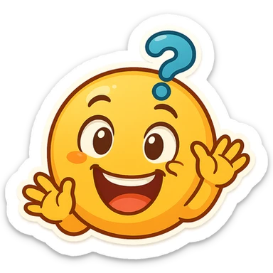 funny emoji for a kids quiz, playful, bright colors, big smile, cartoon style sticker