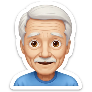 Abuelo hombre, muchas arrugas, aspecto feliz, el pelo blanco sticker