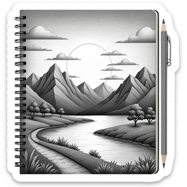 a pencil drawing in a notebook  sticker