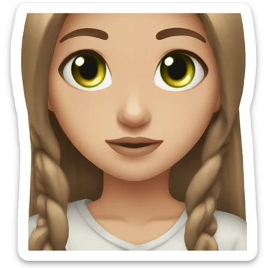 Girl aesthetic green eyes long brown hair sticker