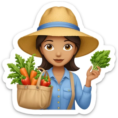 Shopper with veggie tote,Farmers’ Market. sticker