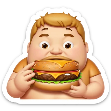 Fat guy eating a burger sticker