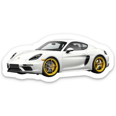 Matte White colored exterior 2024 Porsche 718 Cayman GTS 4.0 with "yellow ceramic brake calipers" only and dark silver anthracite rims sticker