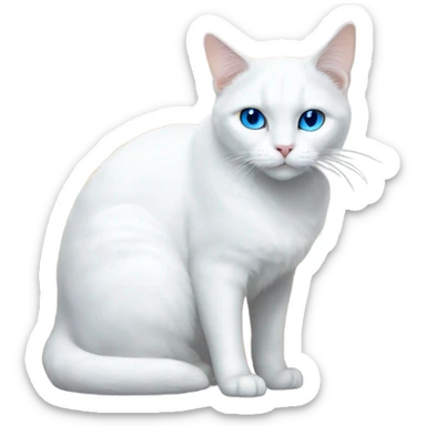 White cat with blue eyes lounging by the door sticker