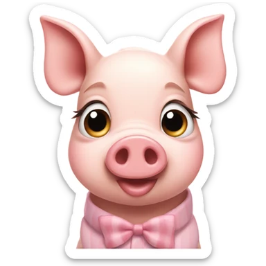 Slay preppy pig with nails and long eyelashes  sticker
