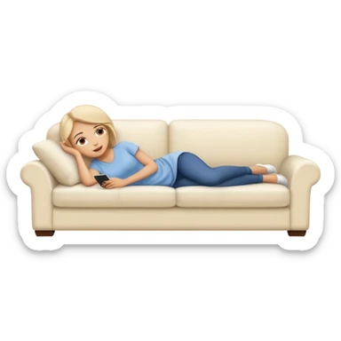 Women lying on a white sofa  sticker