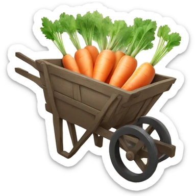 Pastel cute Carrots in a dark wooden  wheelbarrow  sticker