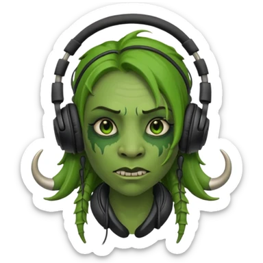 ork  woman with headphones sticker